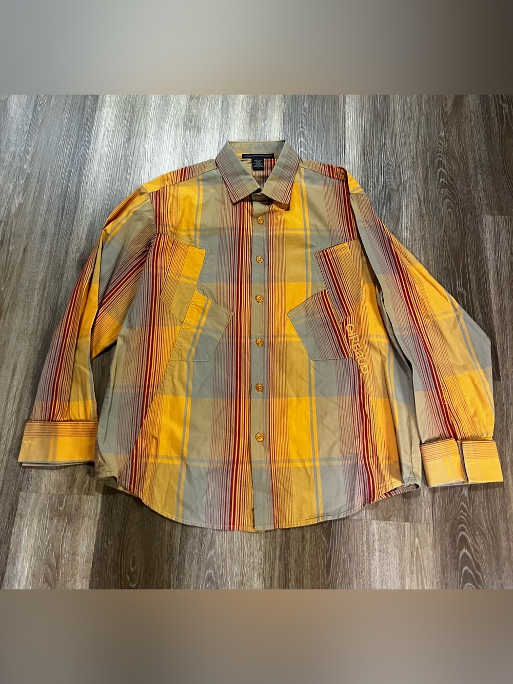 Marithe Francois Girbaud Le Jean Y2K Deconstructed Plaid Stripe Shirt L